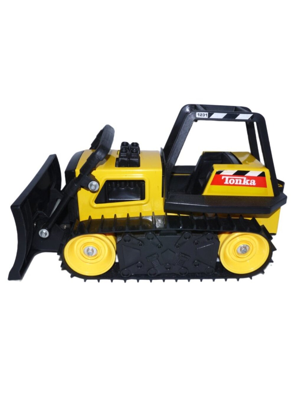 Vintage Tonka metal & plastic 12" long toy bulldozer plow Hasbro 1999